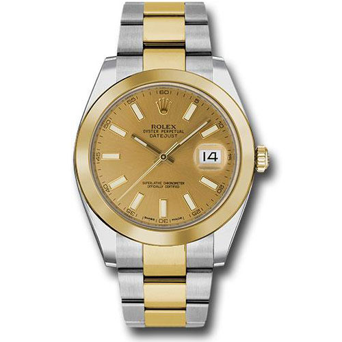 Rolex Steel and Yellow Gold Rolesor Datejust 41 Watch - Smooth Bezel - Champagne Index Dial - Oyster Bracelet - 126303 chio