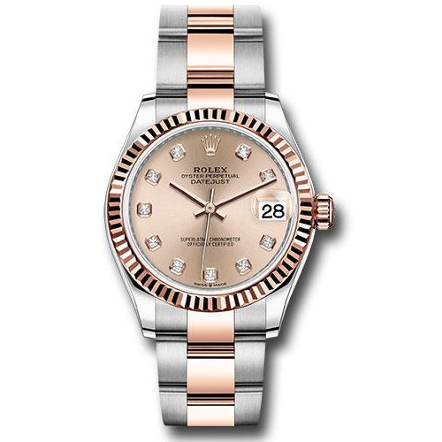 Rolex Steel and Everose Gold Datejust 31 Watch - Fluted Bezel - Chocolate Diamond Dial - Oyster Bracelet - 278271 rodo