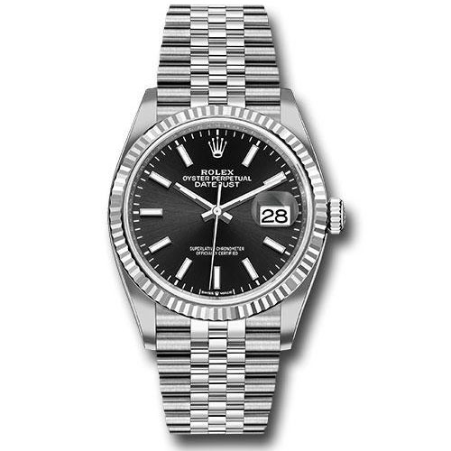 Rolex Steel Datejust 36 Watch - Fluted Bezel - Black Index Dial - Jubilee Bracelet - 2019 Release - 126234 bkij