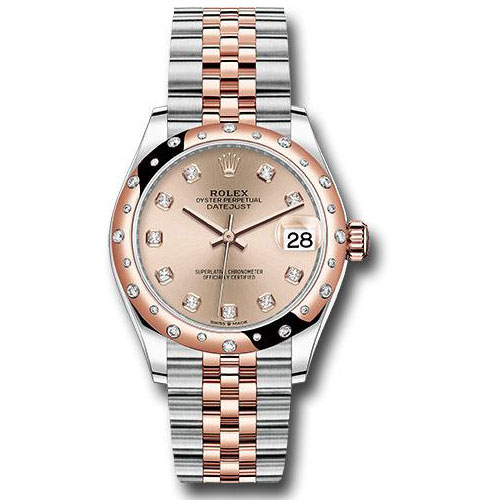 Rolex Steel and Everose Gold Datejust 31 Watch - 24 Diamond Bezel - Chocolate Diamond Dial - Jubilee Bracelet - 278341RBR rodj