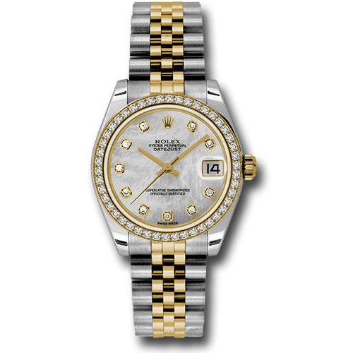 Rolex Steel and Yellow Gold Datejust 31 Watch - 46 Diamond Bezel - Mother-Of-Pearl Diamond Dial - Jubilee Bracelet - 178383 mdj