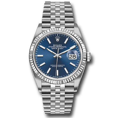 Rolex Steel Datejust 36 Watch - Fluted Bezel - Blue Index Dial - Jubilee Bracelet - 2019 Release - 126234 blij