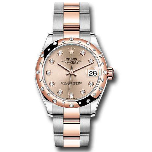 Rolex Steel and Everose Gold Datejust 31 Watch - 24 Diamond Bezel - Chocolate Diamond Dial - Oyster Bracelet - 278341RBR rodo