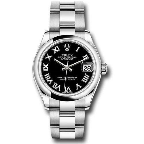 Rolex Steel and White Gold Datejust 31 Watch - Domed Bezel - Black Roman Dial - Oyster Bracelet - 2020 Release - 278240 bkro