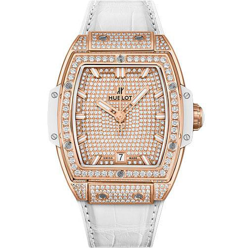 Hublot Spirit Of Big Bang King Gold White Full Pave Watch - 39 mm - 18K King Gold Dial-665.OE.9010.LR.1604