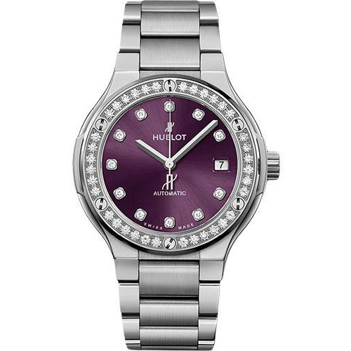 Hublot Classic Fusion Titanium Purple Diamonds Bracelet Watch - 33 mm - Purple Dial-585.NX.897V.NX.1204