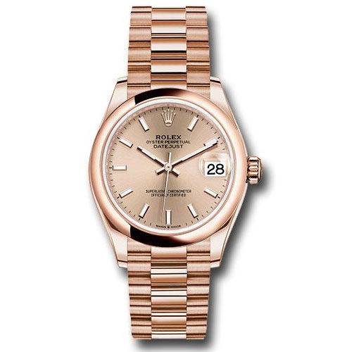 Rolex Everose Gold Datejust 31 Watch - Domed Bezel - Rose Index Dial - President Bracelet - 278245 rsip