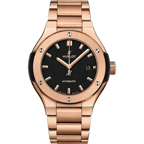 Hublot Classic Fusion King Gold Bracelet Watch - 33 mm - Black Dial-585.OX.1180.OX