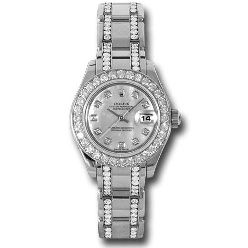 Rolex White Gold Lady-Datejust Pearlmaster 29 Watch - 32 Diamond Bezel - Mother-Of-Pearl Diamond Dial - 80299.74949 md