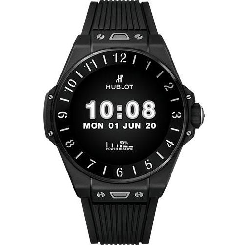 Hublot Big Bang e Black Ceramic Watch - 42 mm - Digital Hublot Watchfaces Dial - Black Rubber Strap-440.CI.1100.RX