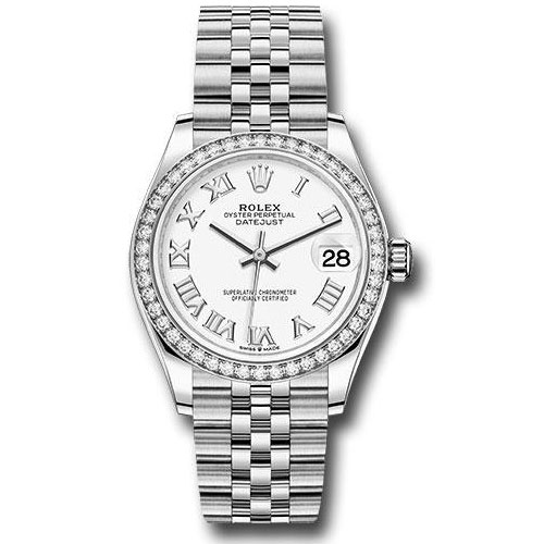 Rolex Steel and White Gold Datejust 31 Watch - Diamond Bezel - White Roman Dial - Jubilee Bracelet - 278384RBR wrj