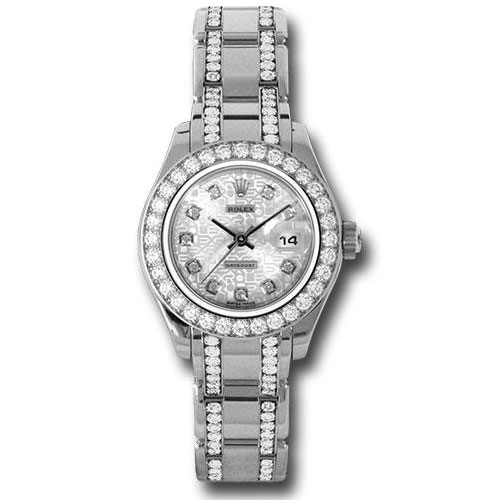 Rolex White Gold Lady-Datejust Pearlmaster 29 Watch - 32 Diamond Bezel - Silver Jubilee Diamond Dial - 80299.74949 sjd