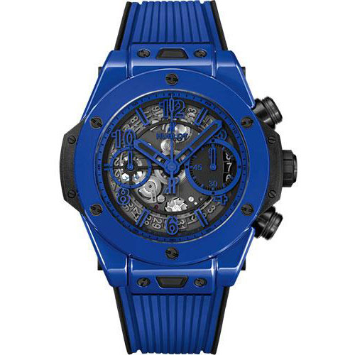 Hublot Big Bang Unico Blue Magic Watch - 42 mm - Blue And Black Skeleton Dial - Black and Blue Rubber Strap-441.ES.5119.RX