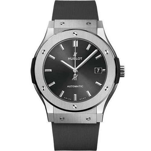 Hublot Classic Fusion Racing Grey Titanium Watch - 45 mm - Gray Dial - Gray Lined Rubber Strap-511.NX.7071.RX