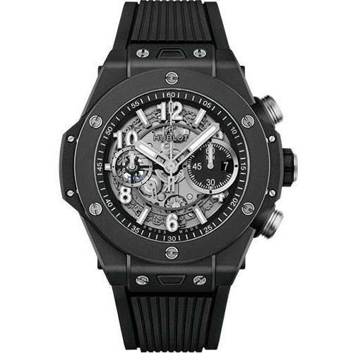 Hublot Big Bang Unico Black Magic Watch - 44 mm - Black Skeleton Dial - Black Rubber Strap-421.CI.1170.RX