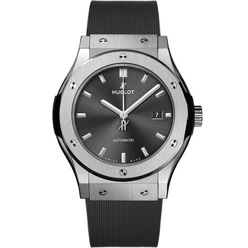 Hublot Classic Fusion Racing Grey Titanium Watch - 42 mm - Gray Dial - Gray Lined Rubber Strap-542.NX.7071.RX