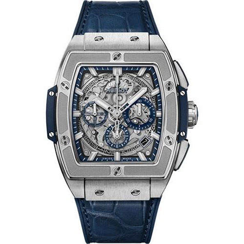 Hublot Spirit of Big Bang Titanium Blue Watch - 42 mm - Sapphire Dial - Blue Rubber and Leather Strap-641.NX.7170.LR