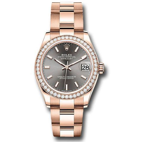 Rolex Everose Gold Datejust 31 Watch - Diamond Bezel - Rhodium Index Dial - Oyster Bracelet - 278285RBR dkrhio