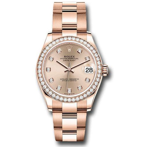 Rolex Everose Gold Datejust 31 Watch - Diamond Bezel - Rose Diamond Dial - Oyster Bracelet - 278285RBR rsdo
