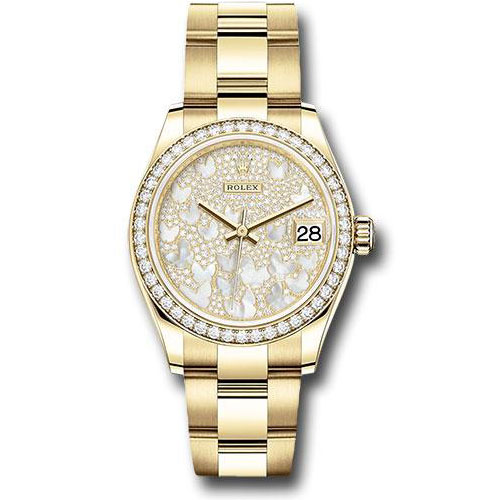 Rolex Yellow Gold Datejust 31 Watch - Diamond Bezel - Paved Mother-of-Pearl Butterfly Dial - Oyster Bracelet - 278288RBR pmopbo