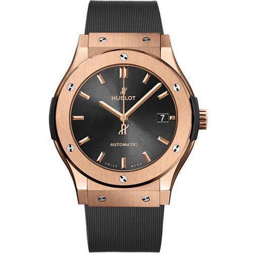 Hublot Classic Fusion Racing Grey King Gold Watch - 45 mm - Gray Dial - Gray Lined Rubber Strap-511.OX.7081.RX