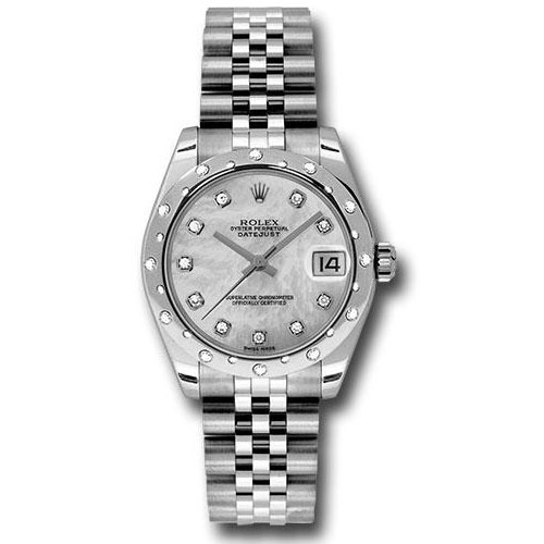 Rolex Steel and White Gold Datejust 31 Watch - 24 Diamond Bezel - Mother-Of-Pearl Diamond Dial - Jubilee Bracelet - 178344 mdj