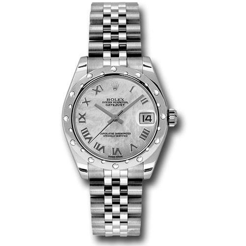 Rolex Steel and White Gold Datejust 31 Watch - 24 Diamond Bezel - Mother-Of-Pearl Roman Dial - Jubilee Bracelet - 178344 mrj
