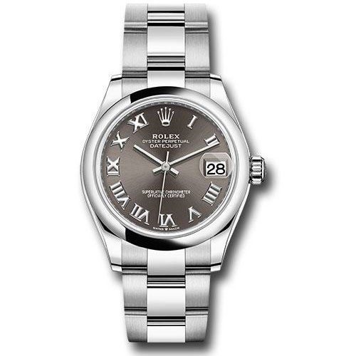 Rolex Steel and White Gold Datejust 31 Watch - Domed Bezel - Dark Grey Roman Dial - Oyster Bracelet - 2020 Release - 278240 dkgro