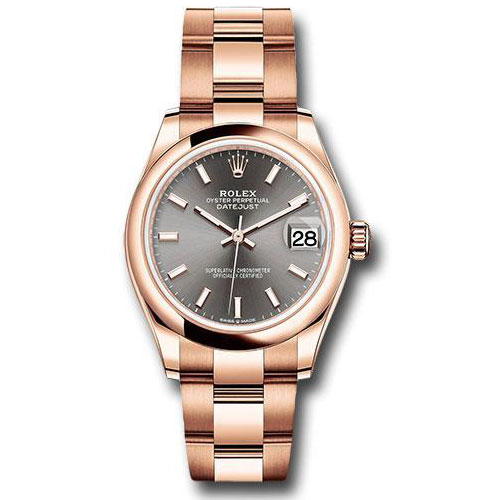 Rolex Everose Gold Datejust 31 Watch - Domed Bezel - Rhodium Index Dial - Oyster Bracelet - 278245 dkrhio
