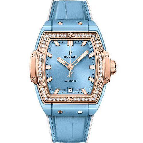 Hublot Spirit Of Big Bang Light Blue Ceramic King Gold Diamonds Watch - 39 mm - Light Blue Dial-665.EO.891L.LR.1204