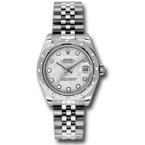 Rolex Steel and White Gold Datejust 31 Watch - 24 Diamond Bezel - Meteorite Diamond Dial - Jubilee Bracelet - 178344 mtdj