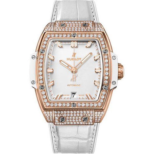 Hublot Spirit Of Big Bang King Gold White Pave Watch - 39 mm - White Dial-665.OE.2080.LR.1604