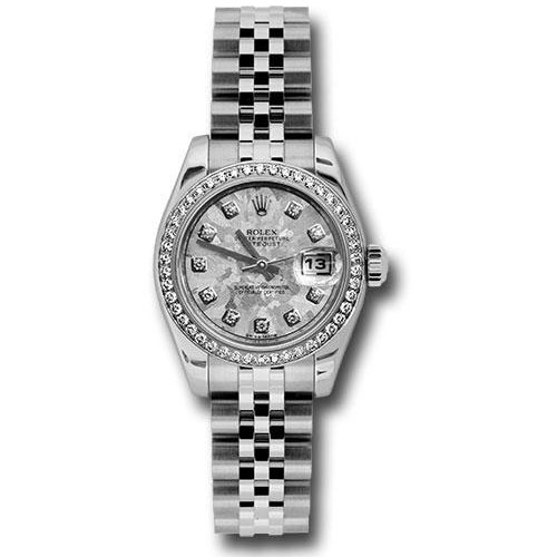 Rolex Steel and White Gold Lady Datejust 26 Watch - 46 Diamond Bezel - White Gold Crystal Diamond Dial - Jubilee Bracelet - 179384 gcdj