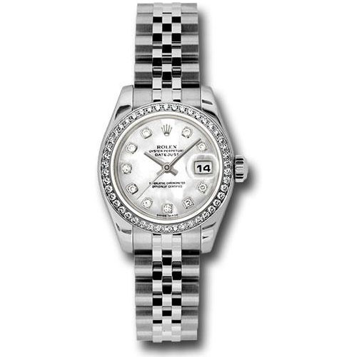 Rolex Steel and White Gold Lady-Datejust 26 Watch - 46 Diamond Bezel - Mother-Of-Pearl Diamond Dial - Jubilee Bracelet - 179384 mdj
