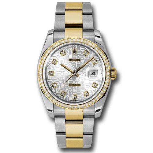 Rolex Steel and Yellow Gold Rolesor Datejust 36 Watch - 52 Diamond Bezel - Silver Jubilee Diamond Dial - Oyster Bracelet - 116243 sjdo