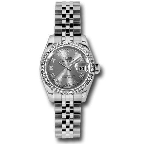 Rolex Steel and White Gold Lady Datejust 26 Watch - 46 Diamond Bezel - Rhodium Roman Dial - Jubilee Bracelet - 179384 rrj