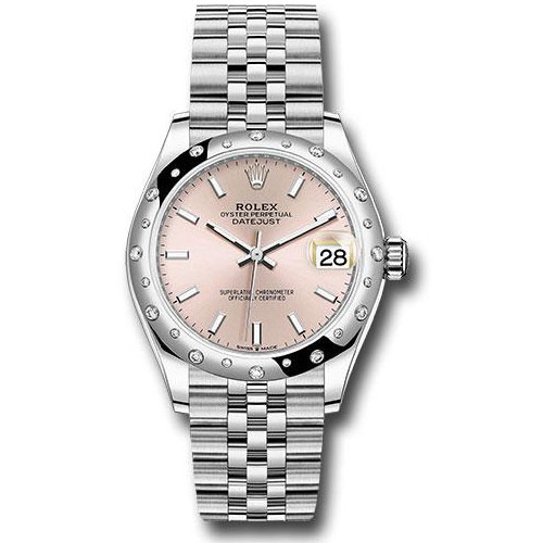 Rolex Steel and White Gold Datejust 31 Watch - Domed 24 Diamond Bezel - Pink Index Dial - Jubilee Bracelet - 2020 Release - 278344RBR pij