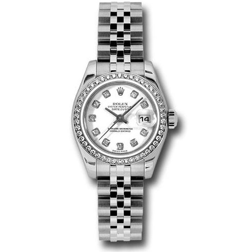 Rolex Steel and White Gold Lady-Datejust 26 Watch - 46 Diamond Bezel - White Diamond Dial - Jubilee Bracelet - 179384 wdj