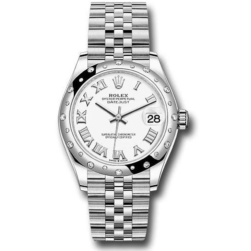 Rolex Steel and White Gold Datejust 31 Watch - Domed 24 Diamond Bezel - White Roman Dial - Jubilee Bracelet - 2020 Release - 278344RBR wrj