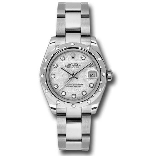 Rolex Steel and White Gold Datejust 31 Watch - 24 Diamond Bezel - Meteorite Diamond Dial - Oyster Bracelet - 178344 mtdo