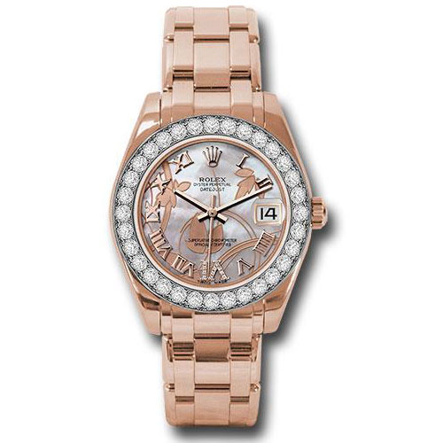 Rolex Everose Gold Datejust Pearlmaster 34 Watch - 32 Diamond Bezel - Goldust Dream Roman Dial - 81285 gdddrp