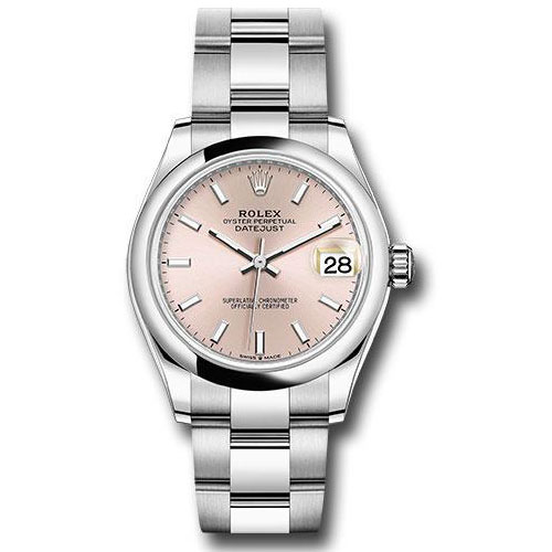 Rolex Steel and White Gold Datejust 31 Watch - Domed Bezel - Pink Index Dial - Oyster Bracelet - 2020 Release - 278240 pio