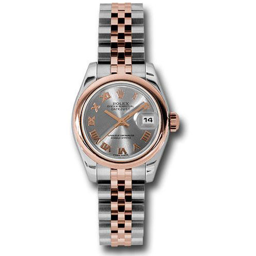 Rolex Steel and Everose Gold Rolesor Lady Datejust 26 Watch - Domed Bezel - Steel Roman Dial - Jubilee Bracelet - 179161 strj