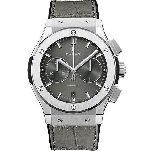 Hublot Classic Fusion Racing Grey Chronograph Watch - 42 mm - Grey Dial - Black Rubber and Leather Strap-541.NX.7070.LR
