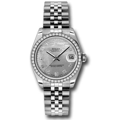 Rolex Steel and White Gold Datejust 31 Watch - 46 Diamond Bezel - White Goldust Mother-Of-Pearl Arabic Dial - Jubilee Bracelet - 178384 wgdmdaj