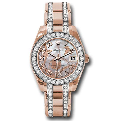 Rolex Everose Gold Datejust Pearlmaster 34 Watch - 32 Diamond Bezel - Goldust Dream Roman Dial - 81285 gdddrdp