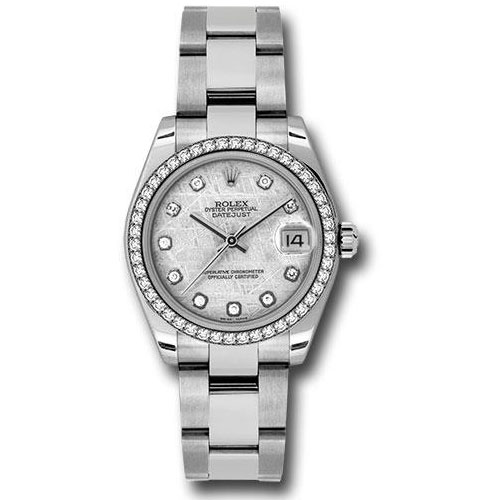 Rolex Steel and White Gold Datejust 31 Watch - 46 Diamond Bezel - Meteorite Diamond Dial - Oyster Bracelet - 178384 mtdo