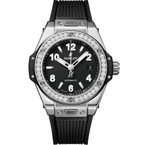 Hublot Big Bang One Click Steel Diamonds Watch - 33 mm - Black Dial - Black Rubber Strap-485.SX.1170.RX.1204