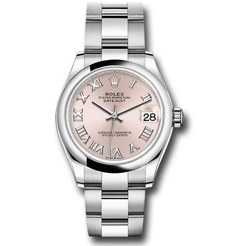 Rolex Steel and White Gold Datejust 31 Watch - Domed Bezel - Pink Roman Dial - Oyster Bracelet - 2020 Release - 278240 pro