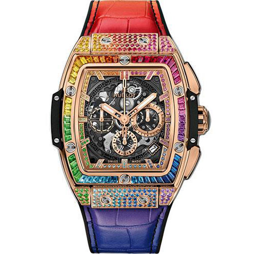 Hublot Spirit Of Big Bang King Gold Rainbow Watch - 42 mm - Black Skeleton Dial-641.OX.0110.LR.0999
